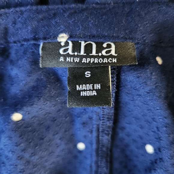 a.n.a. brand size S blue long sleeve top with ruffled shoulders - Picture 3 of 4